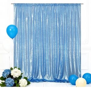 Sparkling Blue Party Backdrop Curtain